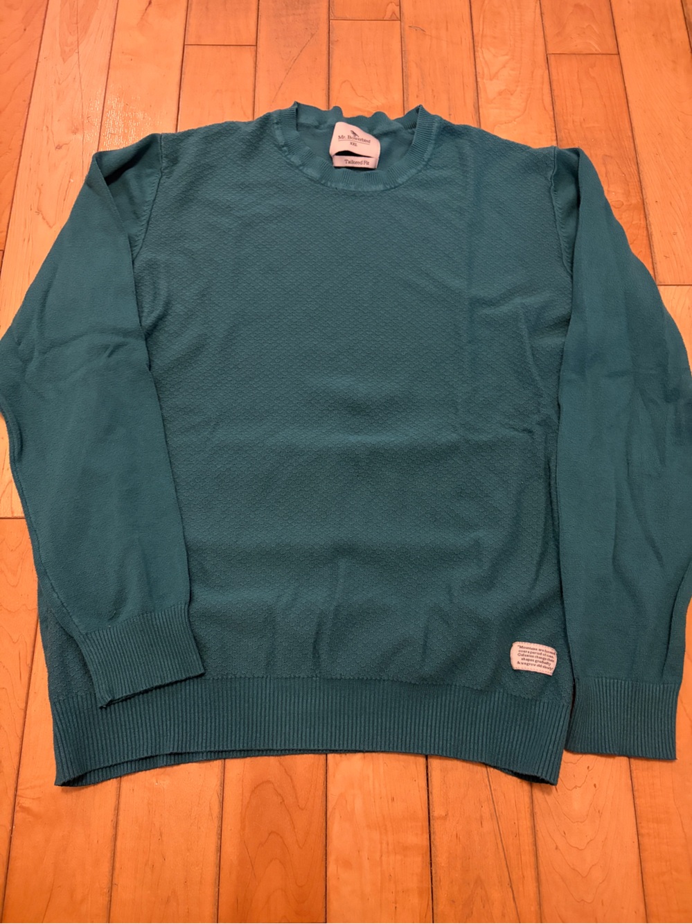Xxl Mr. bowerbird tailored fit Teal Knit Crewneck Sweater fits like large